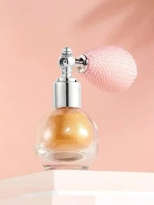 可填充式闪粉高光瓶，新娘身体闪粉珠光头发颈部领口水钻喷雾闪粉高光亮片，喷枪喷雾，适用于身体、面部、头发、手臂化妆，嘉年华/狂欢节/化装舞会，适用于面部轮廓提亮，精准喷嘴设计，轻盈遮盖力 - 彩色 - 查看 2