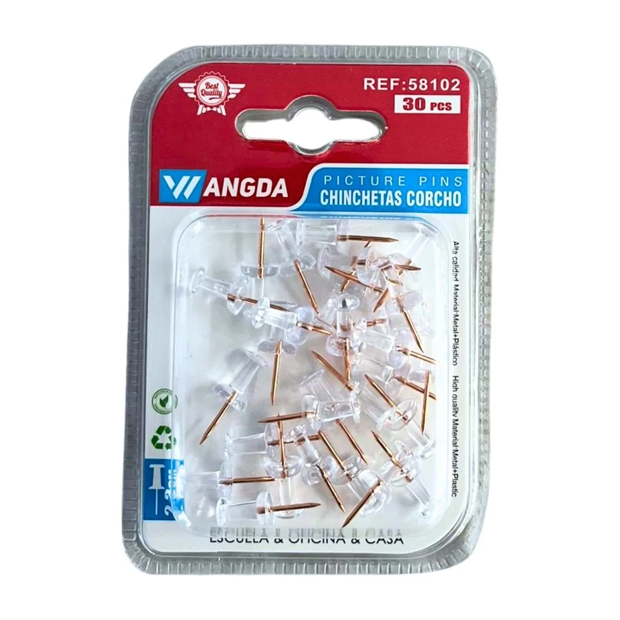 Pack de 30 Chinchetas Transparentes para Corcho – Pines de Alta Resistencia con Diseño Claro y Minimalista, Ideales para Organizar, Decorar y Exhibir en Oficina, Escuela o Casa - Bronce - Ver 1