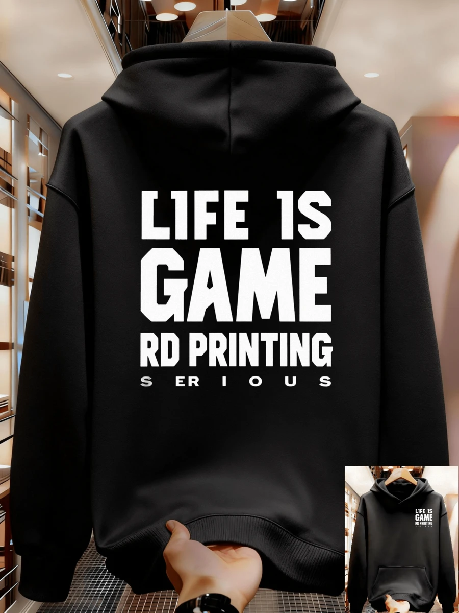 Sudadera estampada para hombres - Negro - Ver 1
