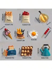 6 piezas Imanes de nevera 3D de comida, imanes decorativos lindos para refrigerador, imanes personalizados adecuados para cocina, pizarra de oficina, gabinete de almacenamiento, lavavajillas, decoración de cocina, decoración del hogar, regalo del Día de la Madre - Multicolor - Ver 8