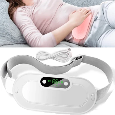 Cordless Heating Pad For Period Cramps: Portable Menstrual Heating Belt With 3 Heat Levels 4 Massage Modes - Wearable Waist Heating Pad For Women Girls