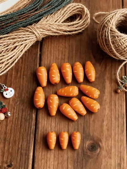 20pcs Colorful Wooden Carrot Shaped Beads, Carrot Shape, Spring Colored DIY Wooden Beads, Suitable For DIY Bracelet, Ornament And Other Holiday Decorations
