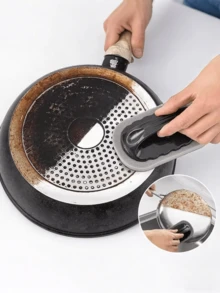 Magic Emery Sponge Cleaning Brush With Handle - Strong Decontamination Rust Remover For Kitchen Bathroom Household Cleaning Tools