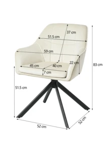 Goeurvant Modern Grid-Stitched Upholstered 360° Swivel Dining Chairs With Armrests And Removable Cushion For Dining Room, Living Room, Office - Set Of 2 / Set Of 4 / Set Of 6 - Cream - Apricot - View 12