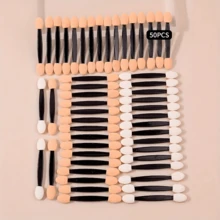 200pcs/100pcs/50pcs/10pcs Disposable Eye Shadow Applicators Double-Sided Sponge Makeup Brushes For Women (Black, Nude, White),Eyebrow Brush,Eyeshadow Brush,Spoolie,Spoolie Brush - Multicolor - View 9