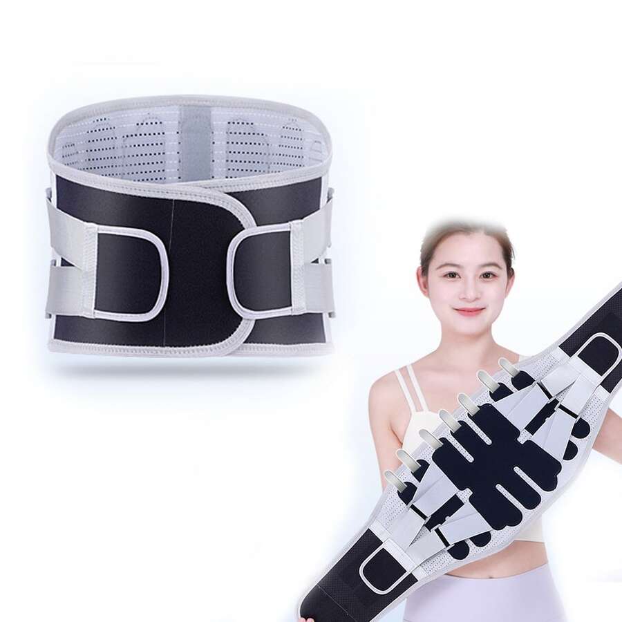 Cinturón de soporte lumbar - Soporte de espalda para dolor de espalda, ciática, escoliosis, disco herniado con correas de soporte ajustables - Soporte de espalda baja para hombres y mujeres - M - Ver 1