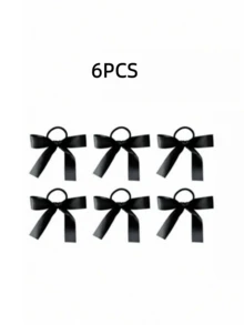 6 piezas Lazos de cinta, Scrunchies de estilo vintage de bailarina, Accesorios para el cabello para coletas, Sujetadores de cola de caballo, Bandas elásticas para el cabello, Bandas de goma para el cabello, Accesorios para la cabeza Banda elástica - Negro - Ver 4