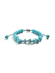 1pc Men's Adjustable Asymmetrical Turquoise Beaded Bracelet, Casual Fashion Wrist Chain Jewelry For Daily Wear - Multicolor - View 6