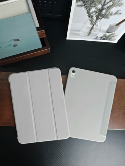 Tablet Protective Case Compatible With Samsung Galaxy Tablets/Compatible With IPad/Redmi Pad SE/ Pad, Anti-Drop, Ultra-Thin/Smart Stand/Auto Wake, Compatible With Apple Compatible With IPad Mini 4/5/6 (9.7/10.2/10.5 Inch), Air 4/5/6 (10th Gen, 10.9 Inch), Pro 11 Inch, Air 11 (M2), Air 13 And Pro 11 (M4) - Light Gray