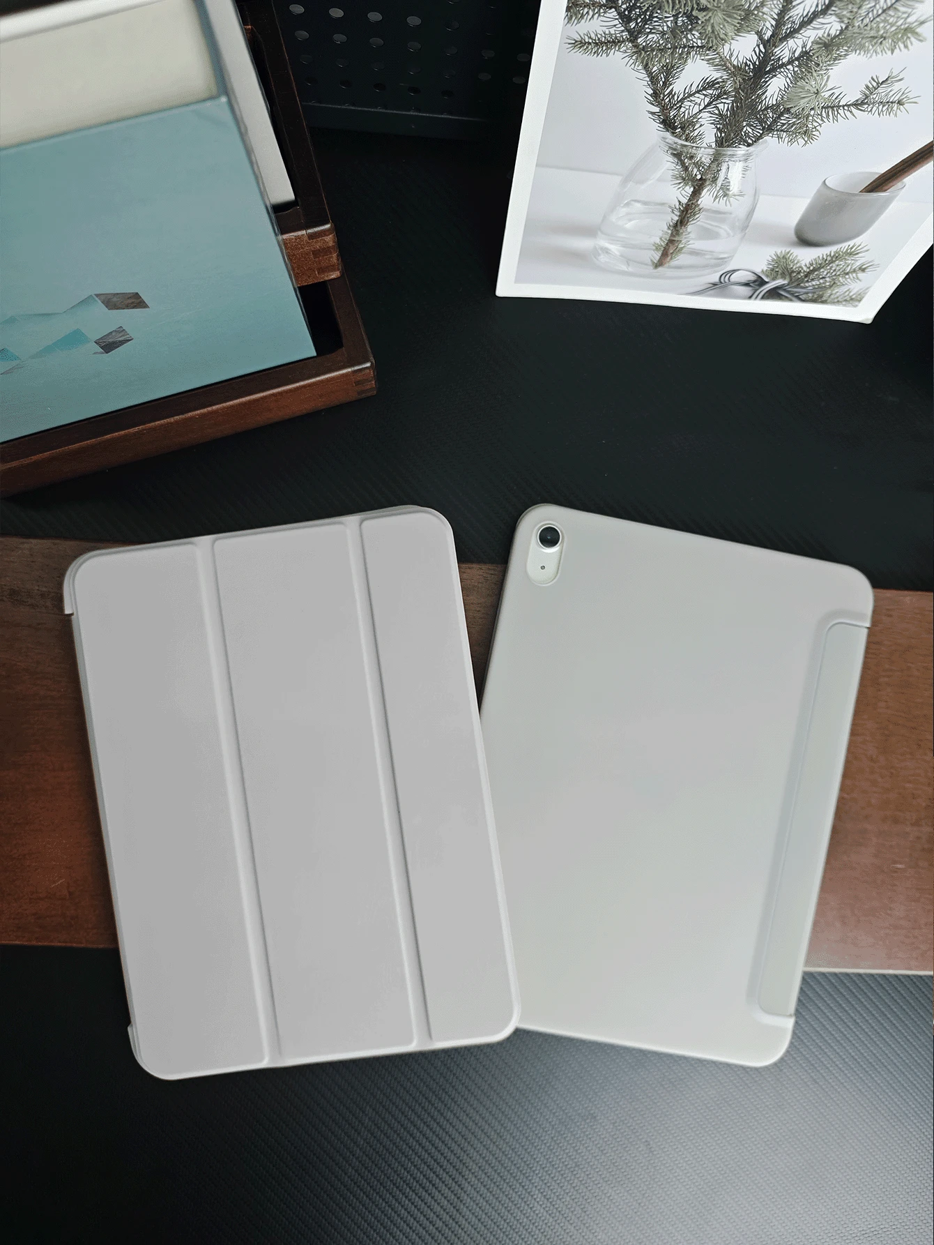 Tablet Protective Case Compatible With Samsung Galaxy Tablets/Compatible With IPad/Redmi Pad SE/ Pad, Anti-Drop, Ultra-Thin/Smart Stand/Auto Wake, Compatible With Apple Compatible With IPad Mini 4/5/6 (9.7/10.2/10.5 Inch), Air 4/5/6 (10th Gen, 10.9 Inch), Pro 11 Inch, Air 11 (M2), Air 13 And Pro 11 (M4) - Light Gray - Light Grey - View 1