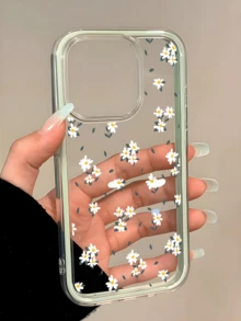 Funda de teléfono con esquema de color de dopamina y patrón floral, compatible con iPhone 15/16 Pro Max, funda de teléfono anti-caída creativa para Apple 11/12/13/14 Pro - Azul claro - Ver 4