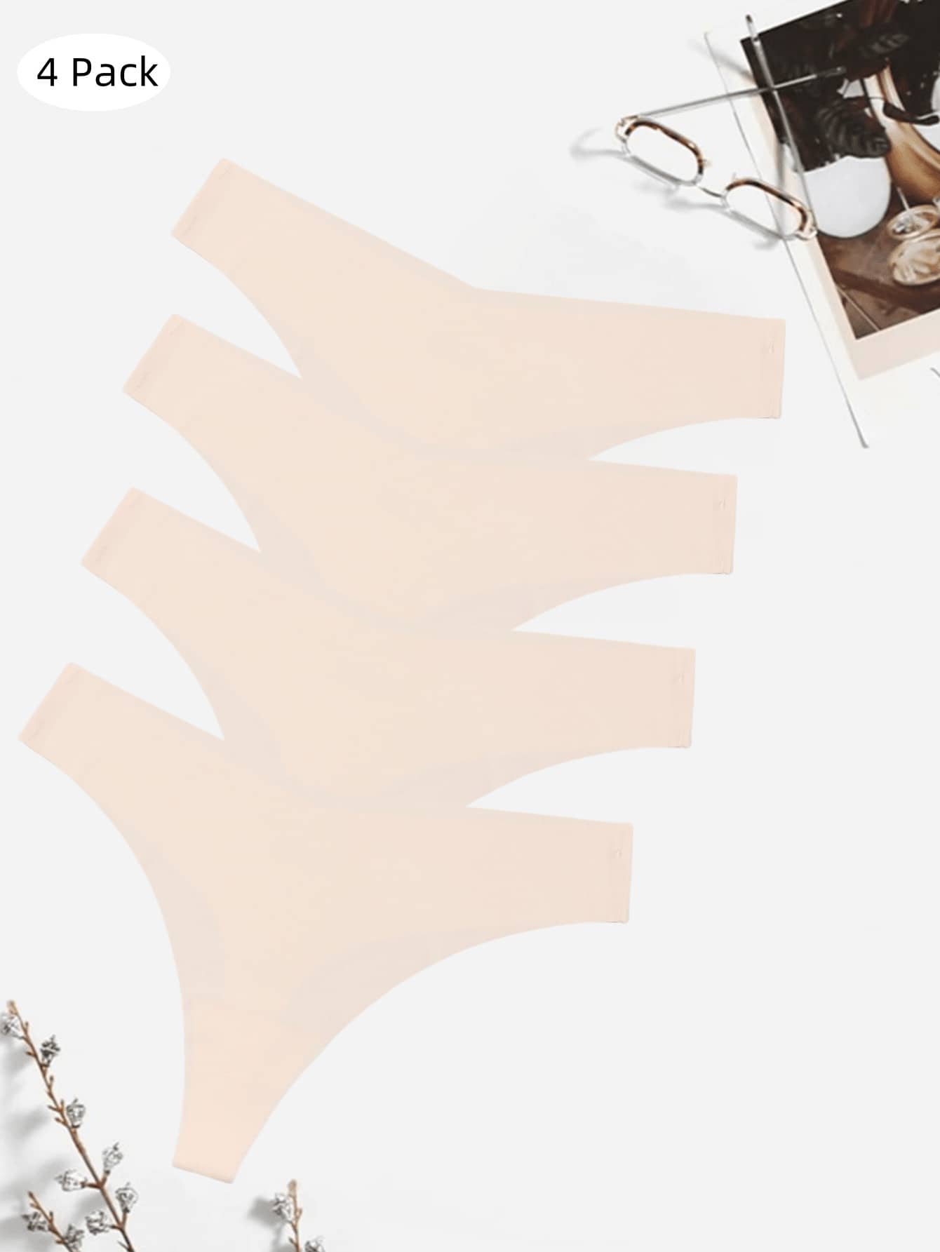 Women's Seamless Sexy Panties, 4pcs/Set, Low Rise - Multicolor - View 1