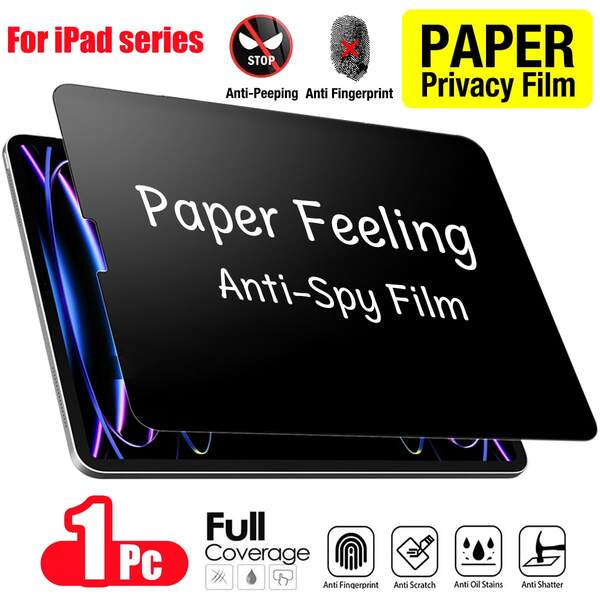 XINHONGYU 适用于 iPad 11 英寸 (A16 2025) / 10.9 英寸第十代 (2022) 的隐私纸质触感屏幕保护膜，防眩光磨砂 PET 薄膜，适合绘画和记笔记，超薄纸质纹理，防指纹，响应灵敏，兼容 iPad Air 11 英寸 M3 2025/M2 2024、iPad Air 4/5 和 iPad Pro 11 英寸配件