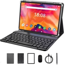 BOSSNEY Tableta, pantalla FHD de 10,1 pulgadas, Android 14,12 GB de RAM, 512 GB de ROM, batería de 8000 mAh, cámaras de 13 MP + 5 MP, WiFi 5G / 2.4 G, viene con teclado, mouse, lápiz óptico y funda protectora. - Dorado - Ver 11