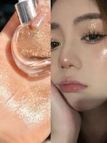 可填充式闪粉高光瓶，新娘身体闪粉珠光头发颈部领口水钻喷雾闪粉高光亮片，喷枪喷雾，适用于身体、面部、头发、手臂化妆，嘉年华/狂欢节/化装舞会，适用于面部轮廓提亮，精准喷嘴设计，轻盈遮盖力 - 彩色 - 查看 7