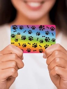 1pc Animal Paw Print Credit Card Sticker, Creative Personalized Ultra-Thin Cool PVC Anti-Fingerprint Credit Card Protector, High Quality, Scratch-Resistant, Suitable For Men And Women, Applicable To Small Chip Cards, Bank Cards, Credit Cards, Transportation Cards, Campus Cards, Etc., Can Be Used For DIY Decoration, Back To School Supplies, Cute Pets, Pet Lovers (Random Style Shipped) - Multicolor - View 5