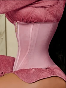 1 pieza Faja reductora con cremallera Corsé de alta compresión Moldeador corporal para mujer Shapewear Control de abdomen Faja - Rosa - Ver 6