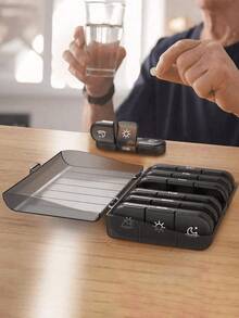 Organizador de comprimidos semanal para homens e mulheres, compacto, para 7 dias, com amplo espaço interno e à prova de umidade. Ideal para viagens, cruzeiros, dormitórios, organização de comprimidos, óleo de peixe, vitaminas, cápsulas e suplementos. Organizador para medicamentos em viagens de avião, a negócios, em casa, acampando, na praia, nas férias de verão e na volta às aulas. - Multicolorido - Ver 2