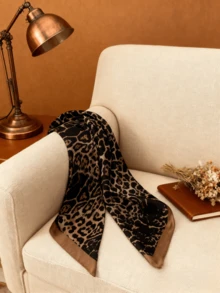 1PC Women's High End Luxury Leopard Pattern Square Scarf, Silk Imitation Scarf, Casual Multi Functional Decorative Scarf, Valentine's Day Gift, Gift For Girlfriend, Winter Head And Neck Protection Scarf, Warm Use, New Year's Gift, Hairstyle Decoration, Warmth Supplies, Leopard Pattern Scarf, Essential For Back To School Season, Popular Dressing - Multicolor - View 5