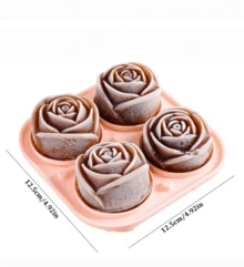 1pcs Refrigerator Accessory, Fun-Shaped Rose Ice Cube Tray | Silicone Ice Cube Tray, Suitable For Slow-Melting Ice Cubes In Scenarios Such As Cola, Drinks, Whiskey, Cocktails, Christmas, Etc., A Must-Have Household Item, A Kitchen Essential - 粉色 - 查看 8