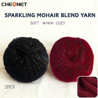 CHEONET - Colorful Shiny Mohair Blended Yarn, Colorful Shiny Thread, Medium Thickness, Suitable For Knitting Sweaters, Vests, Cushions And Other Crafts