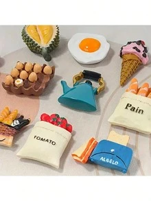 6 piezas Imanes de nevera 3D de comida, imanes decorativos lindos para refrigerador, imanes personalizados adecuados para cocina, pizarra de oficina, gabinete de almacenamiento, lavavajillas, decoración de cocina, decoración del hogar, regalo del Día de la Madre - Multicolor - Ver 4
