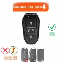 适用于标致208、308、408、508、C3、C4、C6、C8车型的3键TPU软质汽车钥匙扣保护套，防尘防震，高级时尚钥匙扣 - A款 - 查看 3