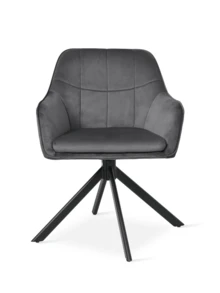 Goeurvant Modern Grid-Stitched Upholstered 360° Swivel Dining Chairs With Armrests And Removable Cushion For Dining Room, Living Room, Office - Set Of 2 / Set Of 4 / Set Of 6 - Dark Grey - Dark Grey - View 8