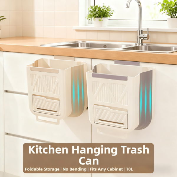 سلة مهملات مطبخ قابلة للطي مثبتة على الحائط - سلة نفايات مثبتة على باب الخزانة للمطبخ والحمام والمرحاض