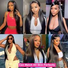 Coleen 13*4 Straight Wig Human Hair Glueless Wig Chocolate Brown Lace Front Human Wig 13x6x1 T Part Lace Frontal Wigs Pre Plucked With Baby Hair #4 Colored Brown Silky Straight Wig Transparent Lace Frontal Wigs Natural Black Wig Daily Party Wear 250 Density - Natural Black - 查看 10