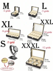 1pc Luxury Large Capacity Watch Storage Box, Watch & Bracelet Display Stand, Watch Case, Unisex, For Mechanical & Electronic Watches. Elegant Black PU Leather Watch Box With Dividers - Holds Watches, Perfect Gift Display Box. PU Leather Watch Box, Watch Storage Case, Watch Display Box, Home Organization, PU Leather 12 Grids Watch Box, Jewelry Display Box, Unisex Watch Storage Box, Travel Storage Box. With Safety Dividers, Perfect Gift Display Box, Desktop Organizer - Multicolor - View 3