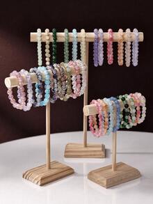 1pc Jewelry Organizer, Wooden Bracelet, Watch, Necklace Display Tower, Jewelry Storage Rack - Multicolor - View 8