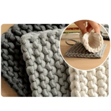 1 قطعة حامل إناء مصنوع يدويًا، حصيرة عزل سميكة مُحاكة، حصيرة طاولة ذات لون واحد للمطبخ والمائدة