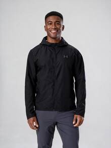 Under Armour 男裝 運動服 健身訓練服 UA Launch Hooded Jacket 春秋款 舒適柔軟休閒服上衣外套連帽外套/修身型，喜歡寬鬆建議拍大一號 - 黑色 - 查看 3