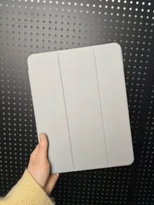 1 pieza Funda protectora ultra delgada y transparente de 3 pliegues para iPad, a prueba de golpes y con ranura para lápiz, compatible con iPad Mini 4/5/6, 9.7/10.2/10.5 pulgadas, Air 4/5/6/7, 10th/11th Gen, Pro 11 pulgadas, Air 11 (M2), Air 13 y Pro 11 (M4) etc. - Gris claro - Gris Claro - Ver 6