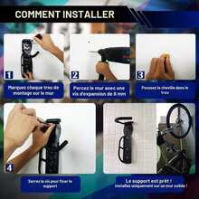 4 piezas Soporte de pared para bicicleta, Accesorio de soporte de exhibición de bicicleta - Negro - Ver 6