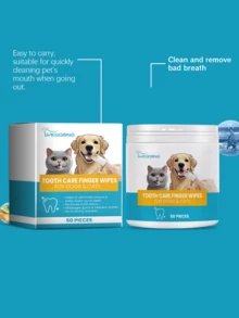 YEGBONG Large Capacity Dog Teeth Cleaning Finger Wipes, Suitable For Dogs & Cats | Pre-Soaked, Easy To Use, Freshen Breath, Convenient Oral Care, No Brushing Required - Multicolor - View 9