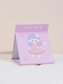 1 Stück faltbarer, tragbarer Cartoon Make-up Spiegel, Tisch-Handhalte-Papier Make-up Spiegel, süßer Tisch-Standspiegel für den Heimgebrauch