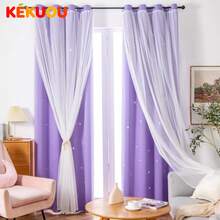 2 Pieza de Cortina Opaca con Patrón de Estrellas - Ideal para la Habitación de los Niños, Dormitorio y Sala de Estar - Crea un Ambiente de Sueño Confortable y Romántico