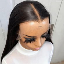 13x6 13x4 Full Frontal Real HD Lace Wig Invisible HD 5*5 Lace Front Wigs 200% Density Human Blended Hair Pre Plucked Bleached Knots Straight Blended Human Hair Wigs For Women 26 Inch Pre Plucked HD Lace Frontal Wig With Baby Hair Wig - Natural & Black - View 3