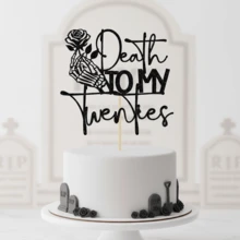 1个“告别我的二十岁”蛋糕装饰插牌，“告别我的二十岁”主题装饰，葬礼生日派对装饰，“告别我的二十岁”，30岁生日派对装饰，黑色闪光 - 彩色 - 查看 2