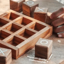 1/2 Pc Classic Wooden Tic Tac Toe Game Set, Suitable For All Ages - Perfect Family Game Night & Home Decor | Suitable For Coffee Table, Living Room, And Desk, Entertaining Tabletop Puzzle Game, Durable Wood, Fun Board Game, Ideal For Adult Game Night, Wonderful Gift Choice - Brown - View 8