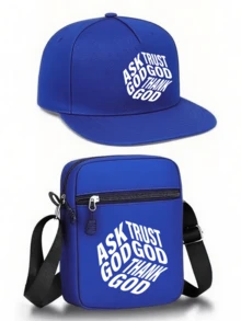 1pc/2pcs Hip-Hop Bear Graphic Print Y2K Streetwear Baseball Cap & Crossbody Bag Set, Adjustable Unisex Reversible Hat And Shoulder Bag, Gift For Yourself And Friends - Multicolor - View 10