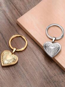 1个定制照片心形钥匙扣，个性化照片盒锁钥匙扣，金色/银色，可定制您的照片，耐用不锈钢纪念钥匙扣，男女皆宜的礼物，新年和圣诞节礼物 - 彩色 - 查看 4
