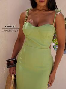 Knot, Side Opening, Cup Detail, Dating - 開心果綠 - 查看 5