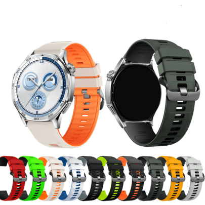 1pc 22mm Dual-Color Silicone Sport Breathable Adjustable Watch Band, Suitable For Huawei GT6 GT5 GT4 46mm, COROS APEX 4 42mm/APEX 2 Pro/APEX 46mm/Pace 3, Amazfit Bip6/GTR 4 3 2 2e, Comfortable Breathable Smart Watch Strap Accessory