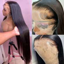 13x6 13x4 Full Frontal Real HD Lace Wig Invisible HD 5*5 Lace Front Wigs 200% Density Human Blended Hair Pre Plucked Bleached Knots Straight Blended Human Hair Wigs For Women 26 Inch Pre Plucked HD Lace Frontal Wig With Baby Hair Wig - Natural & Black - View 5