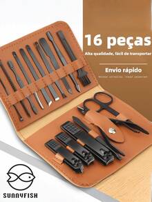 Professional Manicure Kit 16 Pieces - Cuticle Nipper And Nail Clipper In Stainless Steel - Green - View 1