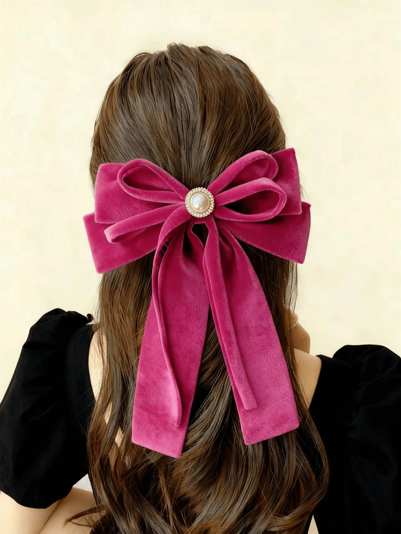 1 Peça Acessório de Cabelo Invernal Veludo Rosa Roxo, Laço de Cauda Longa Clipe de Cabelo, Para Mulheres, Acessório de Cabelo Fofo Clipe de Rabo de Cavalo Clipe de Jacaré Laço, Acessórios de Cabelo Invernal Para Mulheres, Clipes de Garra, Presilha de Cabelo, Grampos de Cabelo