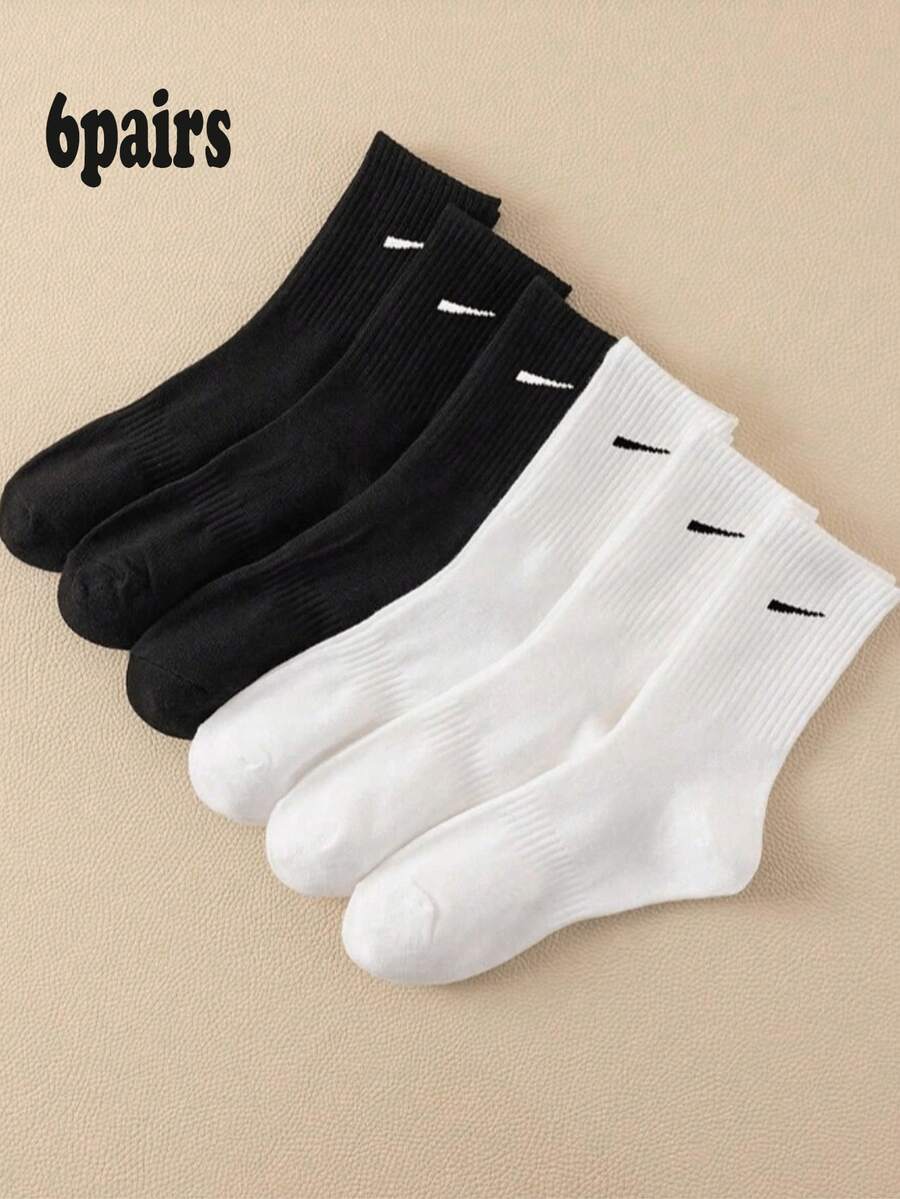 6 paires de chaussettes de sport décontractées, minimalistes et confortables, respirantes, convenant pour un port quotidien, résistantes aux odeurs et absorbant l'humidité, convenant pour l'automne/l'hiver, cadeau de Noël unisexe, minimalistes et confortables, design avec détails de maille, absorbant l'humidité, douces et lisses (6/5/3/1 paires) - Multicolore - Voir 1